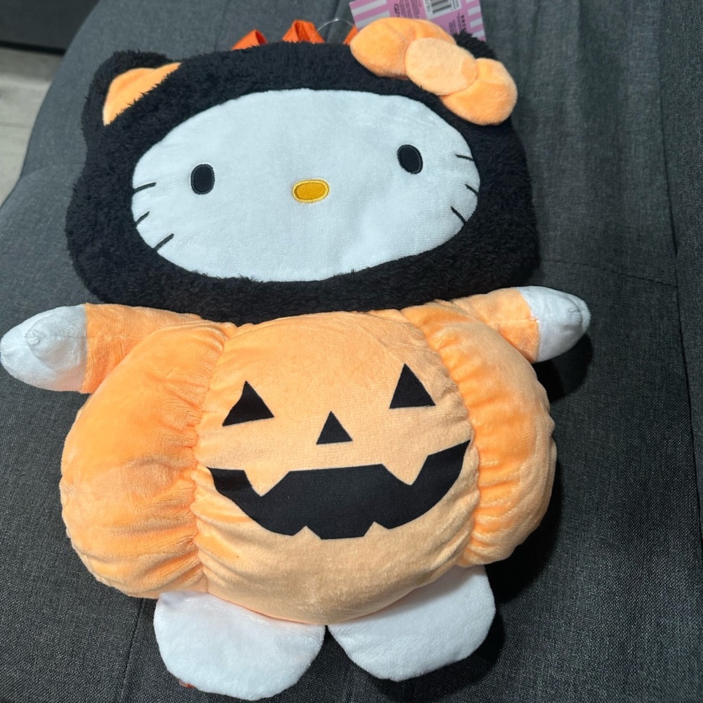 Hello Kitty Black and Orange Plush Backpack
